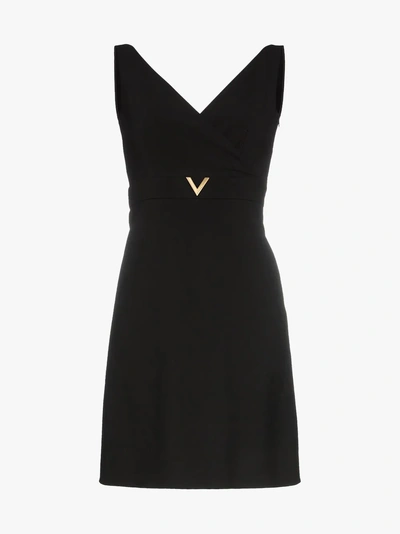 Shop Valentino Minikleid Mit V-ausschnitt In 0n0 Black