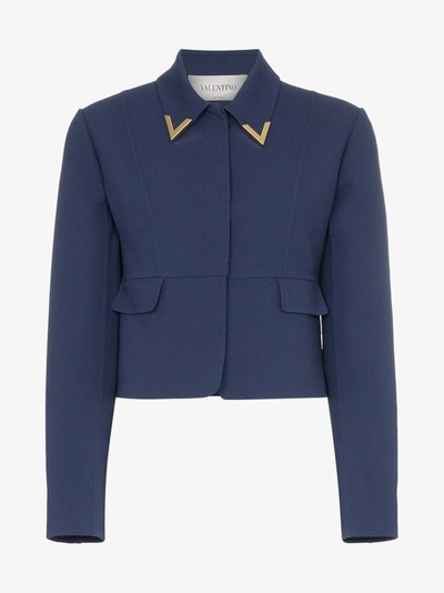 Shop Valentino Garavani Cropped-jacke In Blue