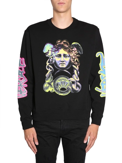 Shop Versace Round Collar Sweatshirt In Black