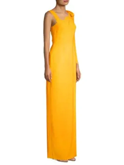 Shop Escada Glliessa Scalloped Tie-shoulder Gown In Cannes Yellow