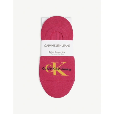 Shop Calvin Klein Logo Cotton-blend Liner Socks In Mf4 Cabaret