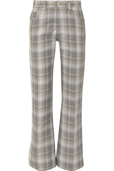 Shop Mm6 Maison Margiela Checked Cotton-blend Straight-leg Pants In Gray