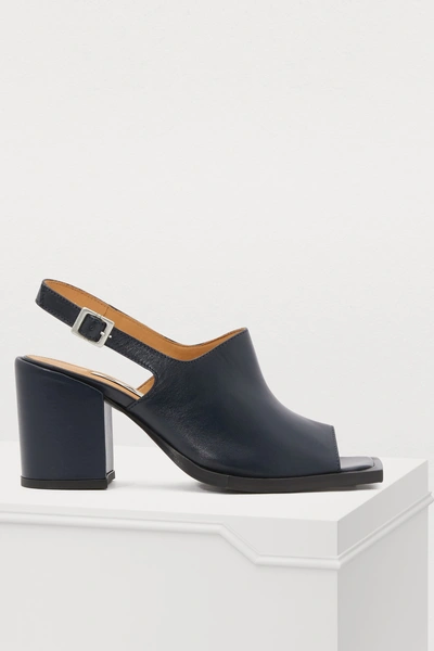 Shop Aalto Peep-toe Heeled Sandals In Navy