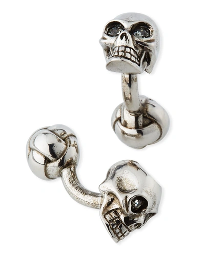 Shop Alexander Mcqueen Men's 3-d Skull Cufflinks In Silver
