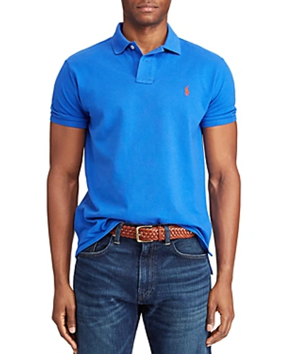 Shop Polo Ralph Lauren Mesh Custom Slim Fit Polo Shirt In Blue