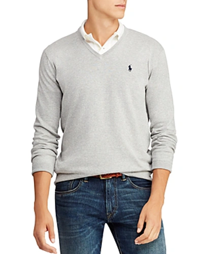 Shop Polo Ralph Lauren V-neck Sweater In Gray Heather