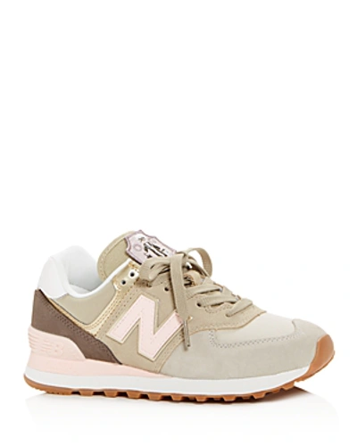 Shop New Balance Women's 574 Iconic Patch Low-top Sneakers In Light Gray