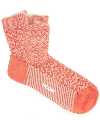 Shop Missoni Zig-zag Socks In Orange
