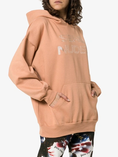 Shop Ashish Send Nudes Studded Slogan Hoodie In 109 - Neutrals