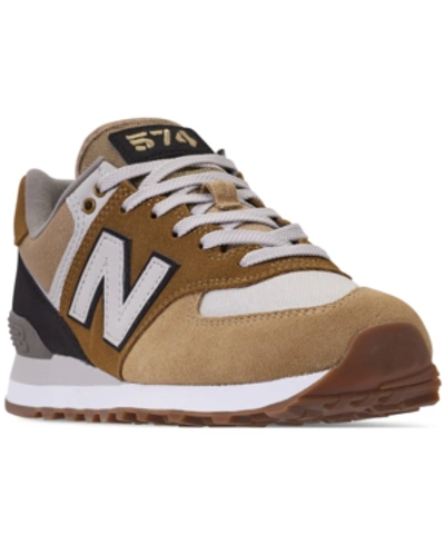 Shop New Balance Men's 574 Military Patch Casual Sneakers From Finish Line In Hemp/black