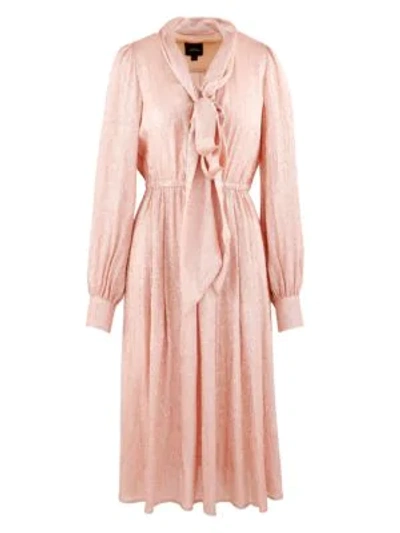 Shop Marc Jacobs Runway Silk Metallic Draped Midi Dress In Peach