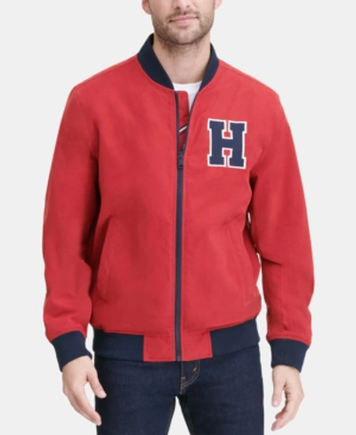 Shop Tommy Hilfiger Men's Varsity Bomber Jacket In Medium Red