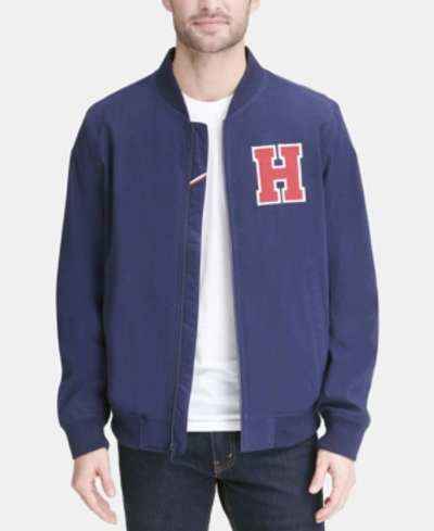 Shop Tommy Hilfiger Men's Varsity Bomber Jacket In Blue