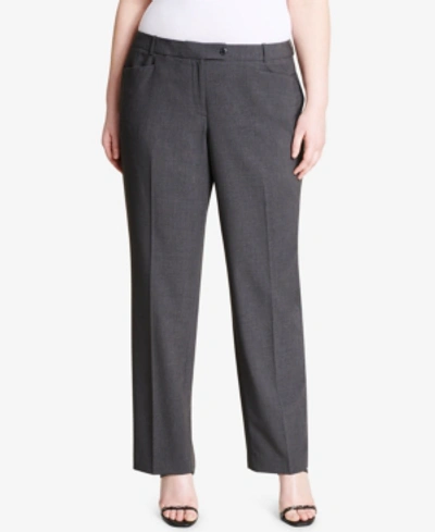 Shop Calvin Klein Plus Size Modern Dress Pants In Charcoal