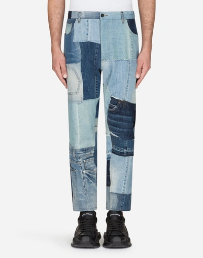 Shop Dolce & Gabbana Loose Fit Patchwork Jeans In Multi-colored