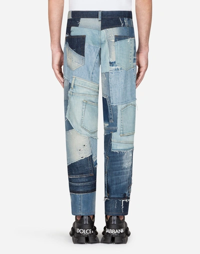 Shop Dolce & Gabbana Loose Fit Patchwork Jeans In Multi-colored