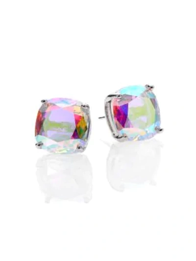 Shop Kate Spade Women's Iridescent Small Square Stud Earrings In Green