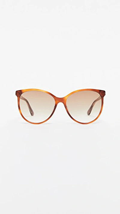 Shop Gucci Web Cat Eye Sunglasses In Blonde Havana/brown