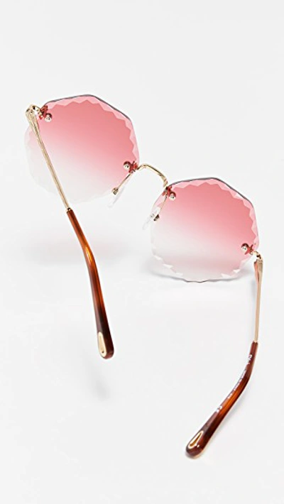 Shop Chloé Rosie Scalloped Sunglasses In Gold/gradient Coral