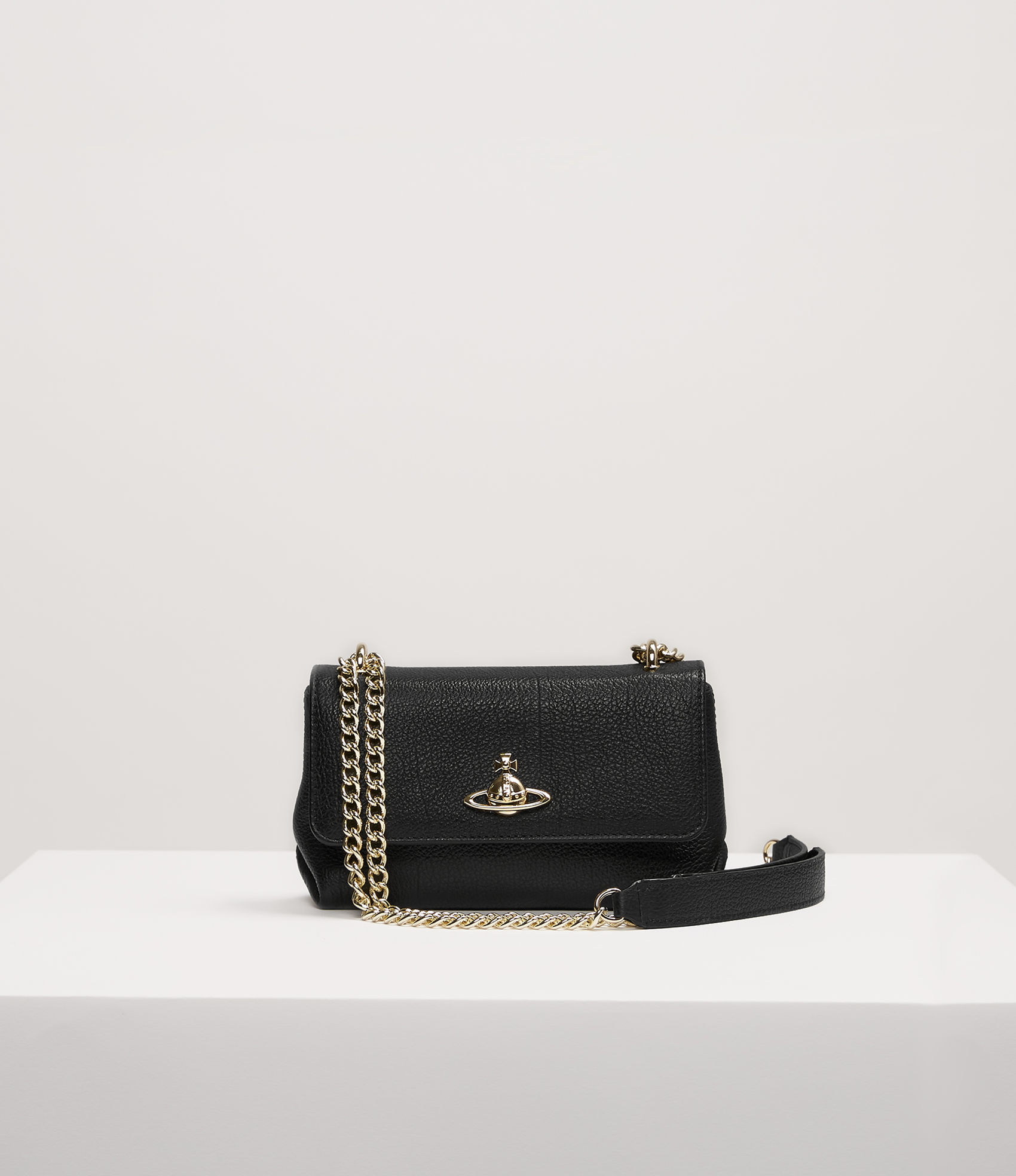 small black bag with chain