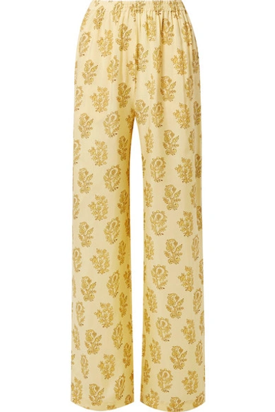 Shop Acne Studios Pernelle Floral-print Twill Straight-leg Pants In Pastel Yellow