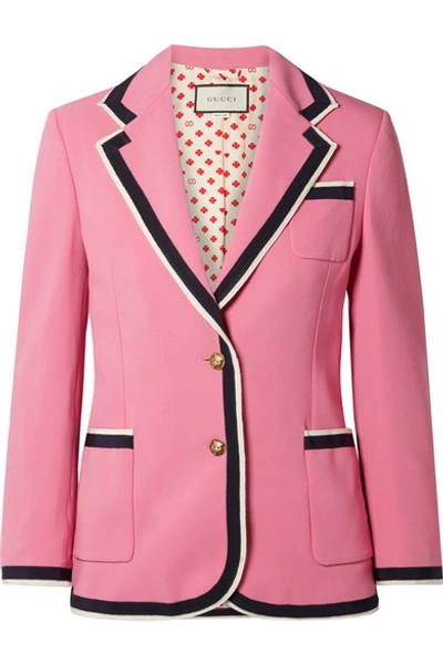 Shop Gucci Grosgrain-trimmed Cady Blazer In Pink