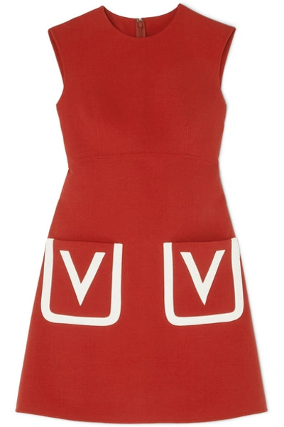 Shop Valentino Grain De Poudre Wool Mini Dress In Red