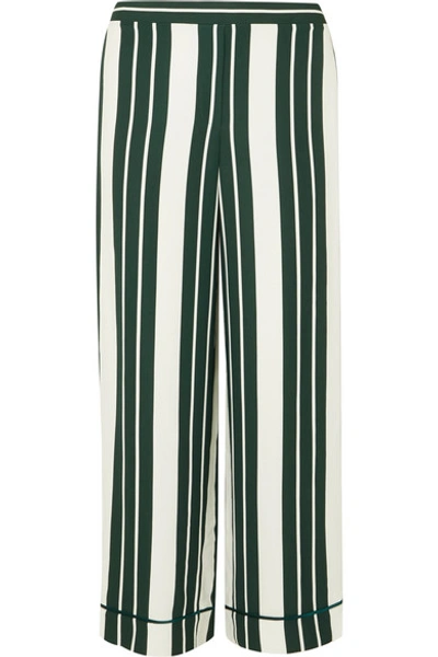 Shop Oscar De La Renta Striped Crepe Straight-leg Pants In Green