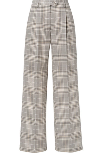 Shop Acne Studios Pina Checked Cotton-blend Wide-leg Pants In Gray