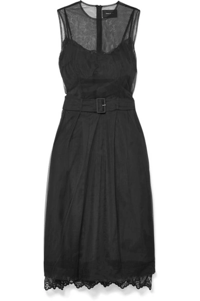 Shop Simone Rocha Belted Tulle Midi Dress In Black