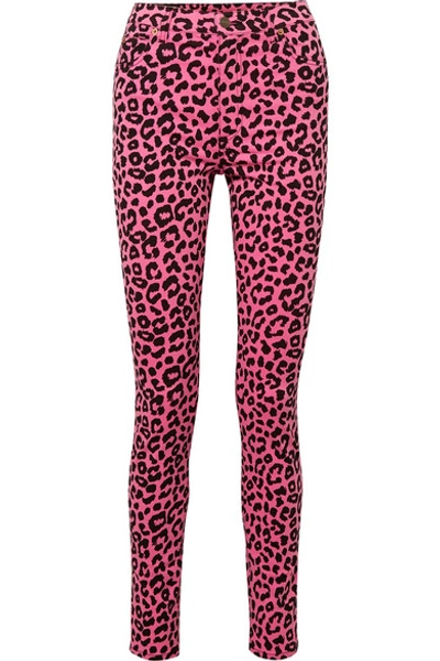 Shop Gucci Leopard-print High-rise Skinny Jeans In Pink