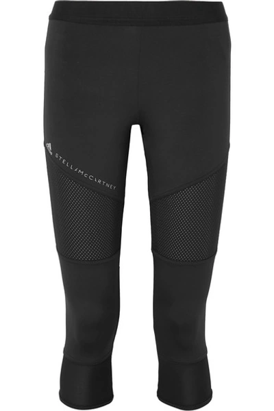 Adidas By Stella Mccartney Parley For The Oceans Performance Essentials  Mesh-paneled Climalite Leggings In Black