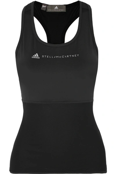 Shop Adidas By Stella Mccartney Parley For The Oceans Essentials Mesh-paneled Stretch Tank In Black