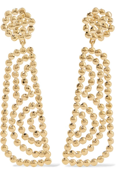 Shop Chloé Valeria Lacquered Gold-tone Earrings