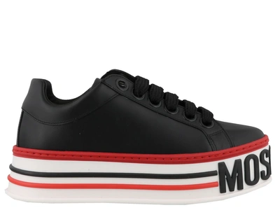 Shop Moschino Sneakers In Black/ Red
