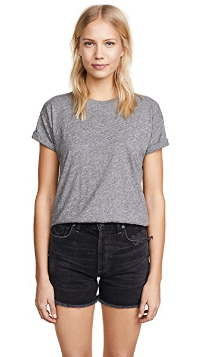 Madewell Whisper Cotton Rib Crewneck Tee In Heather Mercury