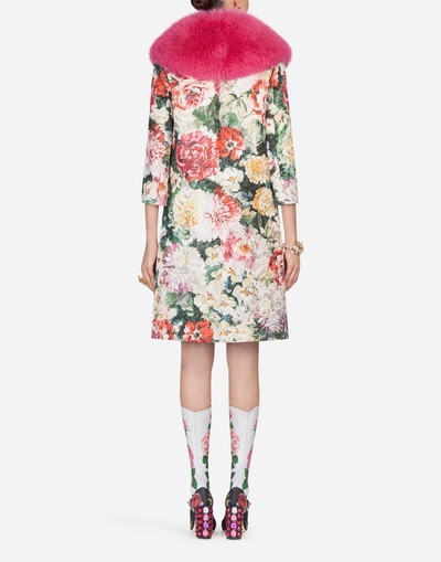 Shop Dolce & Gabbana Coat In Printed Brocade In Floral Print