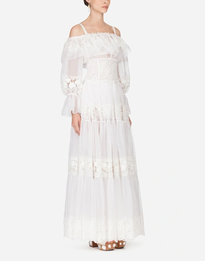 Shop Dolce & Gabbana Organza Dress In White