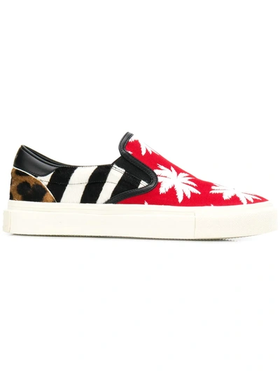 Shop Amiri Contrast Panel Slip-on Sneakers - Red
