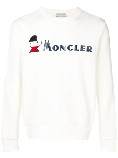 Shop Moncler Sweatshirt Mit Logo-print - Weiss In White