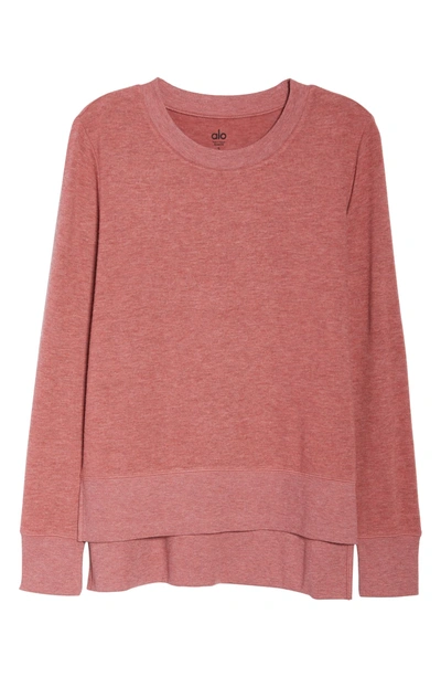 Shop Alo Yoga 'glimpse' Long Sleeve Top In Rosewood Heather