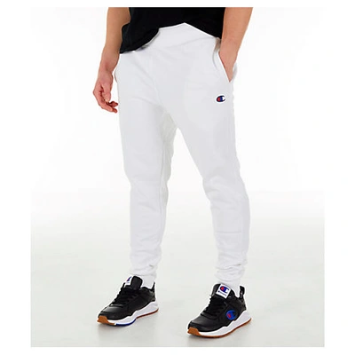 Shop Champion Men's Reverse Weave Small Logo Jogger Pants In White