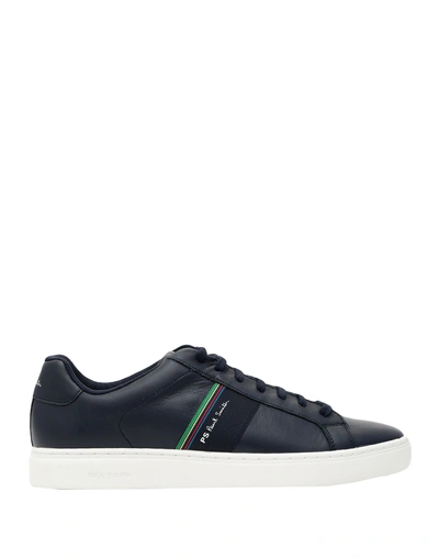 Shop Ps By Paul Smith Ps Paul Smith Man Sneakers Midnight Blue Size 10 Bovine Leather