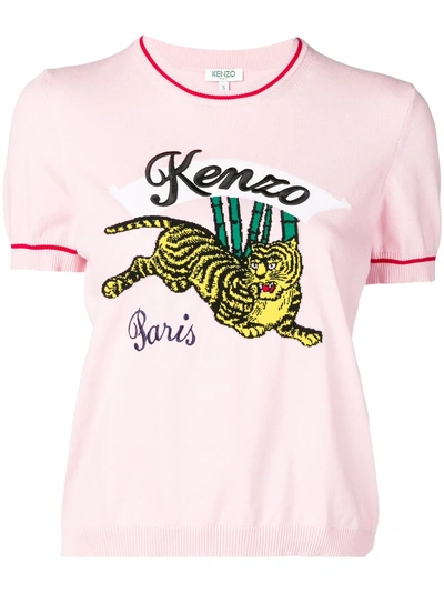 KENZO TIGER LOGO T-SHIRT - 粉色