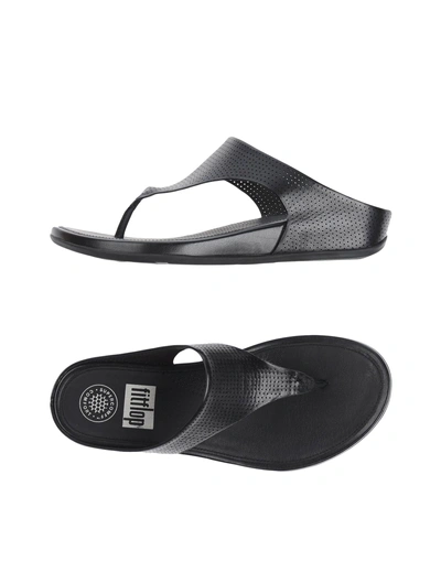 Shop Fitflop Woman Thong Sandal Black Size 9 Leather
