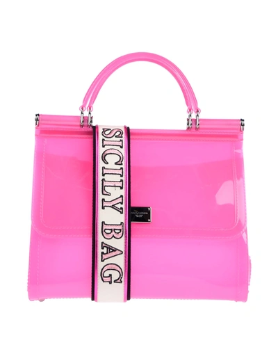 Shop Dolce & Gabbana Woman Handbag Pink Size - Pvc - Polyvinyl Chloride, Cotton, Calfskin, Lambskin