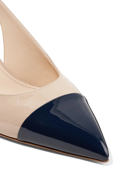 Shop Prada 65 Two-tone Patent-leather Slingback Pumps In Neutral