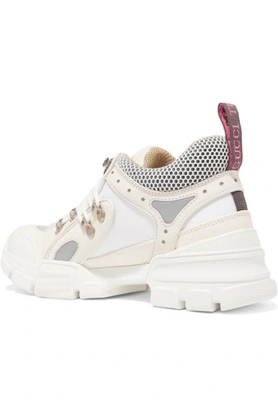Shop Gucci Flashtrek Logo-embossed Leather, Suede And Mesh Sneakers In White