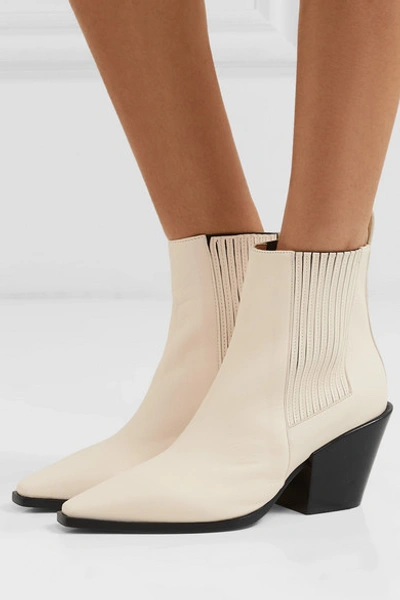 Shop Aeyde Kate Leather Ankle Boots In White
