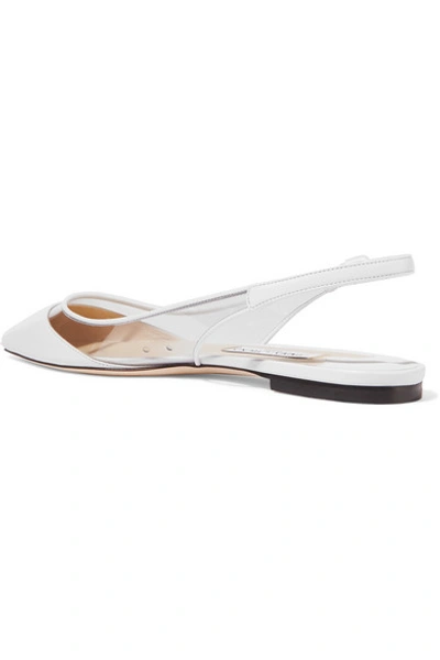 Shop Jimmy Choo Erin Pvc And Leather Slingback Point-toe Flats In White